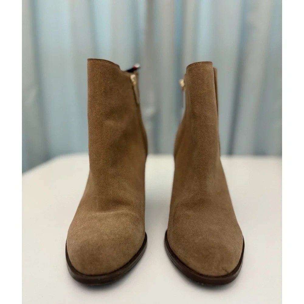 Tommy Hilfiger Ankle Booties Women's Size 10M Brown Suede ‎ Stacked Block heel - Picture 2 of 9
